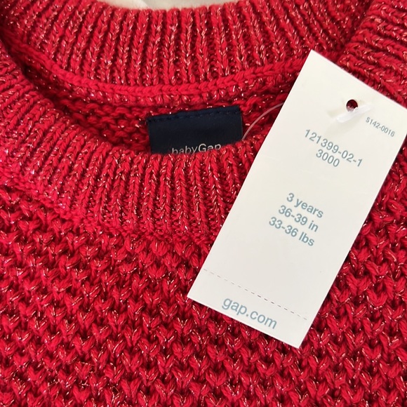 Gap toddler sweater. Red with shiny thread. Size 3T. - Picture 2 of 6